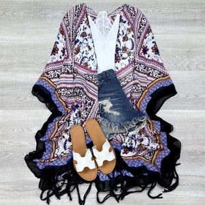 Bohemian Tassel Kimono | PURPLE